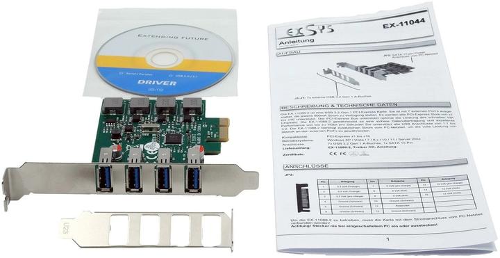 Immagine prodotto Exsys Scheda GmbH PCIe USB 3.2 Gen 1 con 4 porte (chipset VIA)
