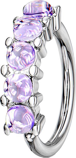 Star Piercing Micro Piercing Ring silber fünf Epoxidsteinen violett (ohne Messing, Chirurgenstahl 316L)