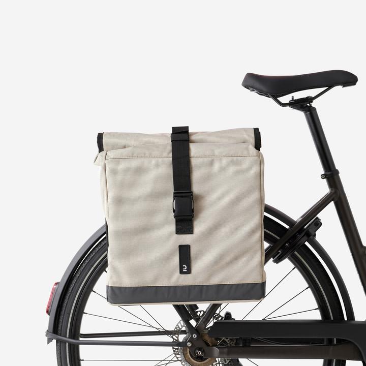 Produktbild Decathlon Doppel-Fahrradtasche 500 2 × 20 Liter beige (40 l, Gepäckträgertasche)