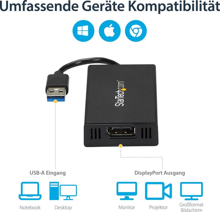 Produktbild StarTech USB A – Displayport (USB-A, 9 cm)