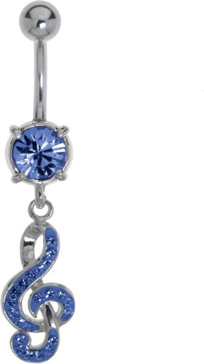 Actual product image Bijouteria Bellypiercing (Surgical steel 316L, Brass rhodium plated, Crystal)
