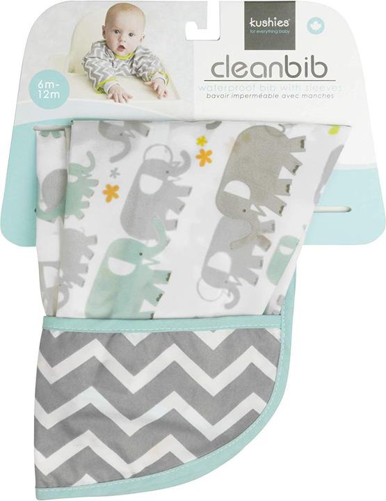 Actual product image Kushies CleanBib with sleeves (6 months)