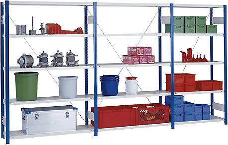 Produktbild eurokraft pro Lager-Steckregal, Regalständer blau, HxB 2000x1300, Boden verzinkt, GR, T 300