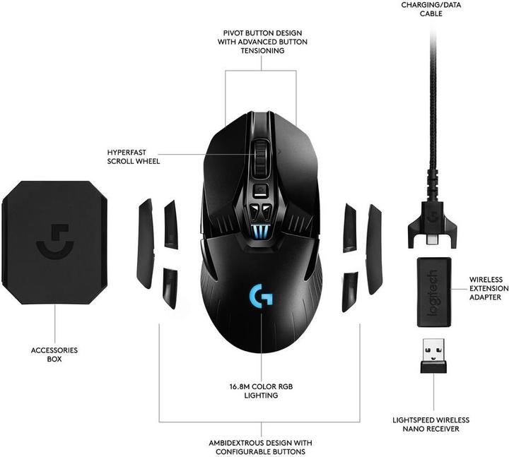 Image du produit Logitech G G903 Lightspeed (Filaire, Sans fil)