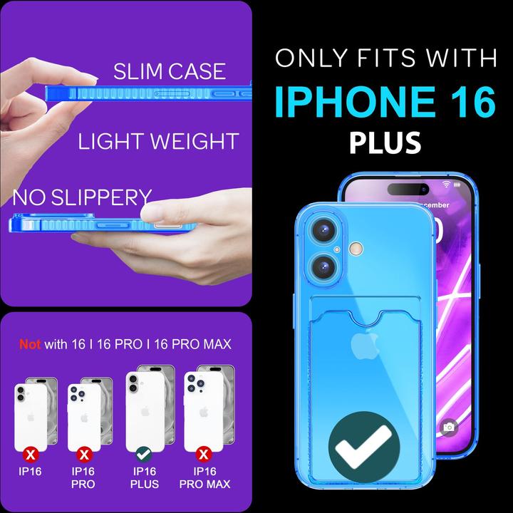 Actual product image Nalia Clear transparent neon silicone cover card holder (Apple iPhone 16 Plus)