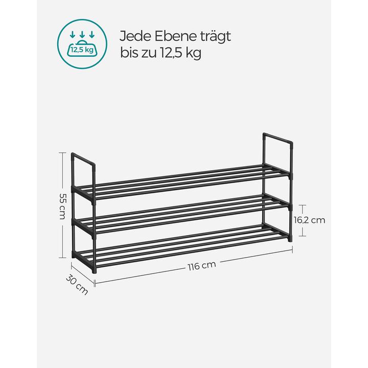 Image du produit Songmics Étagère à chaussures noire 116,0 x 30,0 x 55,0 cm (116 x 30 x 55 cm)