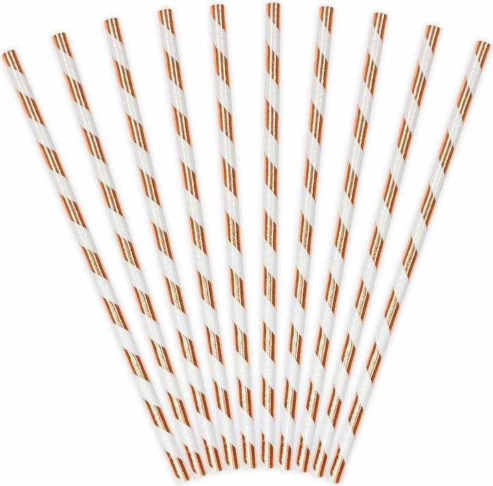 Partydeco Cannucce a righe oro rosa (10 x)