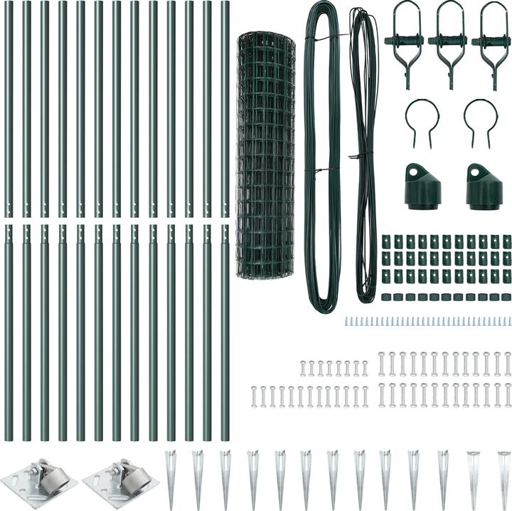 Produktbild VidaXL Euro Zaun Set aus 2 Grün Metall 25 x 1.0 m Erweiterbar