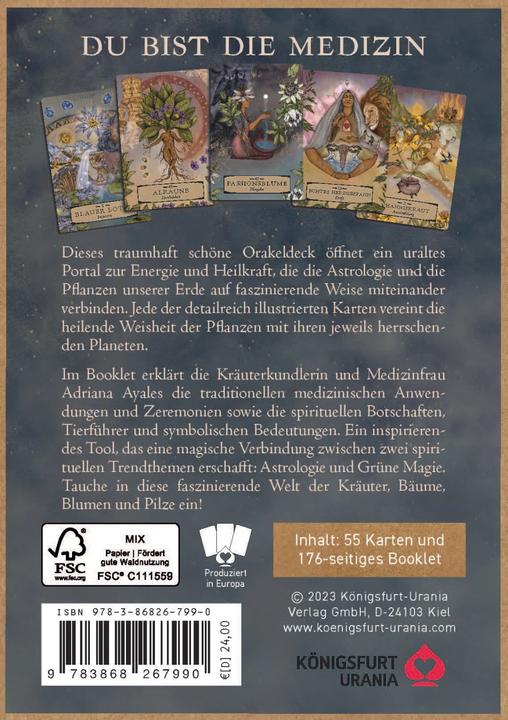 Produktbild Herbal Astrology Orakel: 55 Karten mit Botschaften und Anleitungen (Deutsch, Adriana Ayales, Joséphine Klerks, 2023)