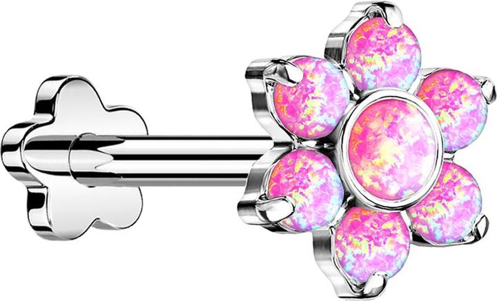 Immagine prodotto Star Piercing Micro labret senza fili fiore argento fiore opale rosa (Titanio G23, senza ottone)