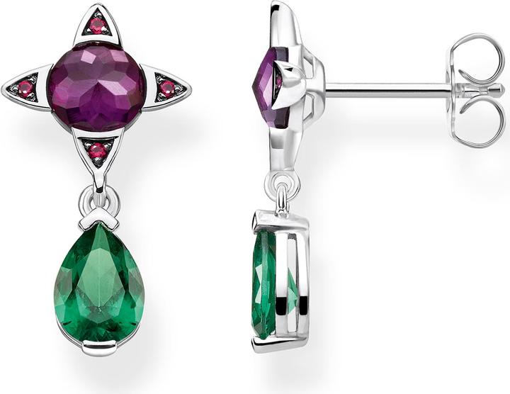 Produktbild Thomas Sabo Ohrringe Grüner Tropfen mit lila Stein (Silber 925)