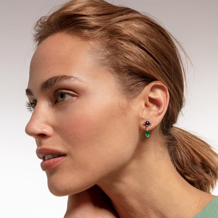 Produktbild Thomas Sabo Ohrringe Grüner Tropfen mit lila Stein (Silber 925)