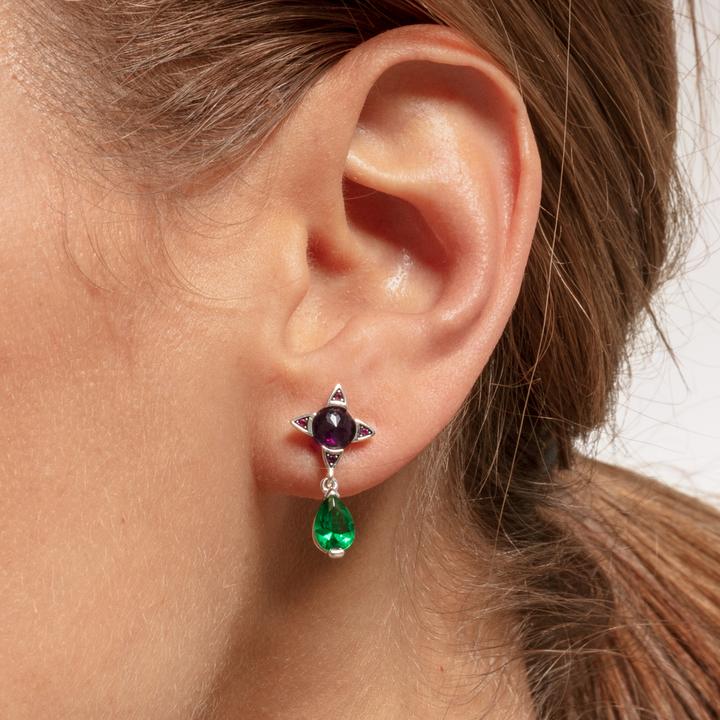 Produktbild Thomas Sabo Ohrringe Grüner Tropfen mit lila Stein (Silber 925)