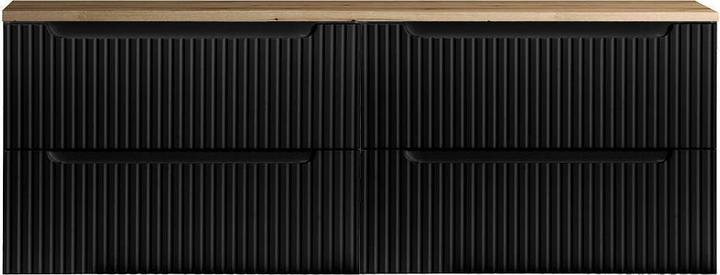 Produktbild En.Casa Waschtischunterschrank Skelbolu 160x60x40 cm Schwarz/Eiche
