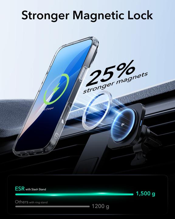 Produktbild ESR Classic Hybrid HaloLock Case mit Stash Stand (Apple iPhone 16 Pro)