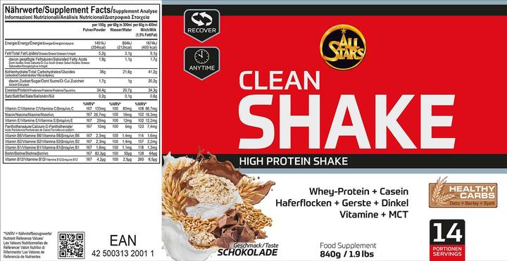 Produktbild All Stars Clean Shake (Schokolade, 1 Stk., 840 g)