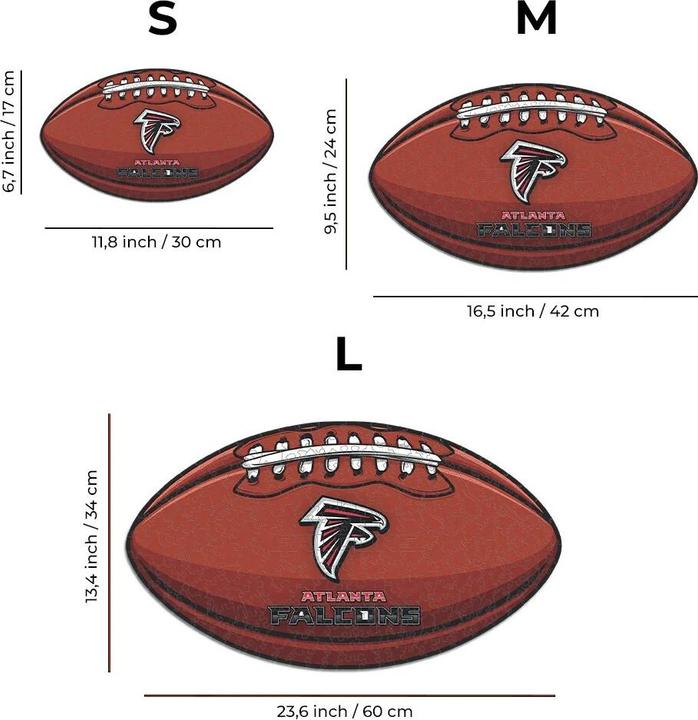 Produktbild Iconic NFL - Atlanta Falcons – Football mit Logo - Holz Puzzle Grösse L (500 Teile) (500 Teile)