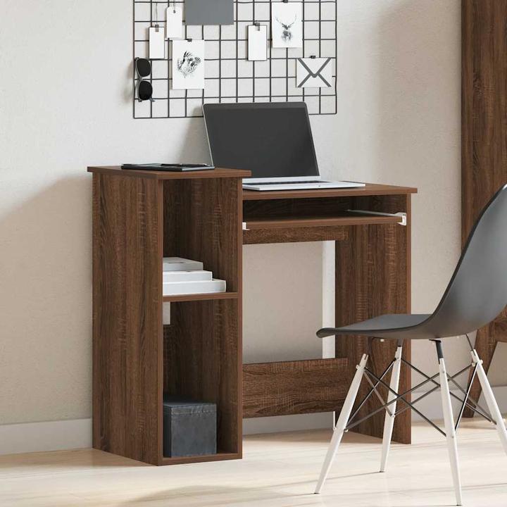 Image du produit VidaXL Bureau avec étagère aspect chêne brun 84x40x78 cm Table de bureau