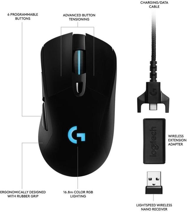 Image du produit Logitech G G703 Lightspeed (Filaire, Sans fil)