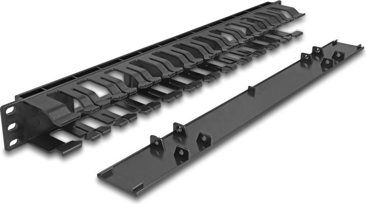 Produktbild Delock 48,30cm (19"") Kabelmanagement Rangierpanel mit 2 Öffnungen 1 HE schwarz