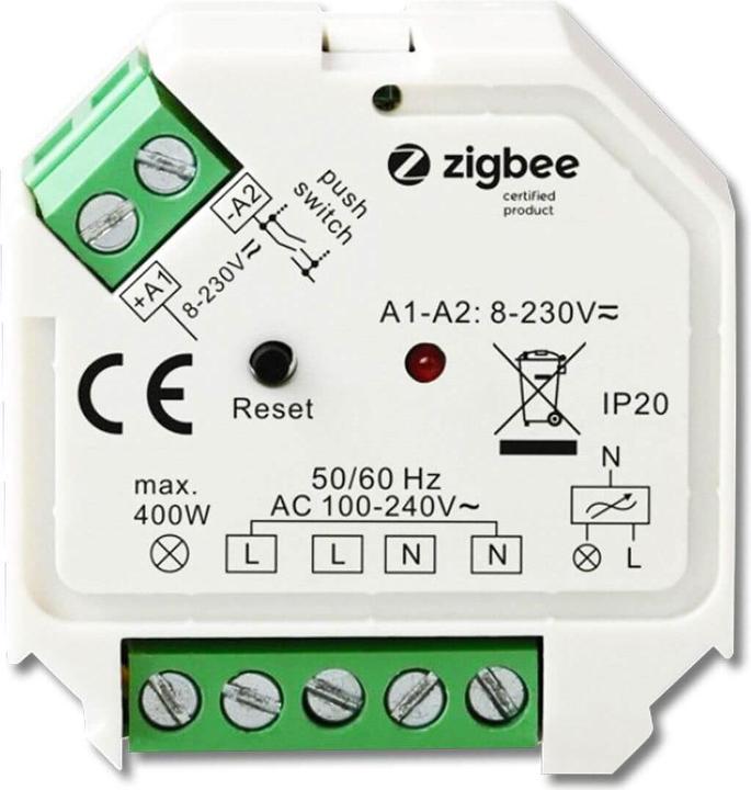Actual product image Isoled ZigBee 3.0/Push universal triac dimmer 230V, 200VA