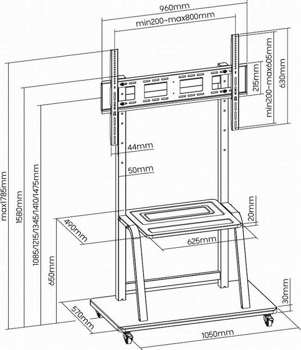 Produktbild Gembird TV floor stand with caster wheel (100", 150 kg)