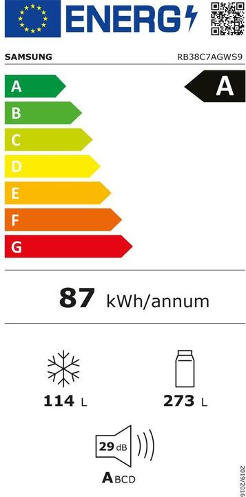 Label énergétique Samsung Réfrigérateur-congélateur RB7300 Bespoke (387 l)