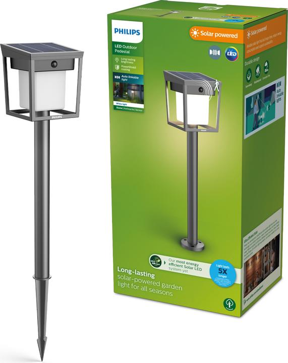 Actual product image Philips Lighting 929004631801 Blaise Solar-Aussenstandleuchte 1.5 W Warmweiss An (250 lm, IP44)