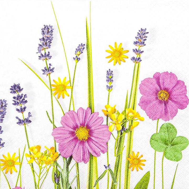 Actual product image Magni 20 Servietten Sommerliche Gr?ser und Blumen Garten Tischdeko Decoupage Serviettentechnik 33x33cm (20 x, 33 x 33 cm)