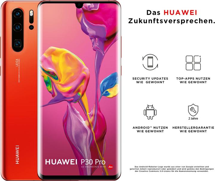 Image du produit Huawei P30 Pro (128 Go, Amber Sunrise, 6.47", Double SIM hybride, 40 Mpx, 4G)