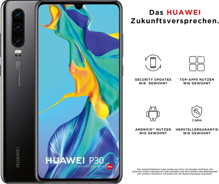 Actual product image Huawei P30 (128 GB, Black, 6.10", Dual SIM, 40 Mpx, 4G)