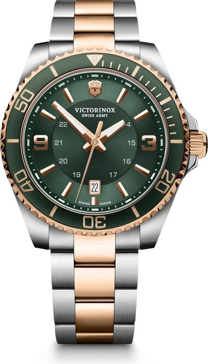 Immagine prodotto Victorinox Maverick, Orologio subacqueo, Orologio da uomo, 43 cm, Quadrante verde, Bracciale in acciaio (Orologio sub, 43 mm)