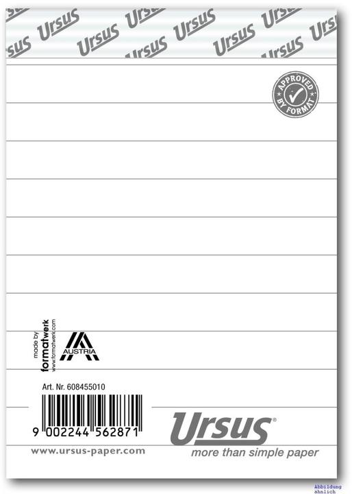 Nährwerte und Zutaten Ursus Notizblock (A7, Liniert)