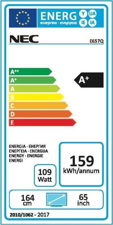 Energie-Label NEC MultiSync E657Q (3840 x 2160 Pixel, 65")