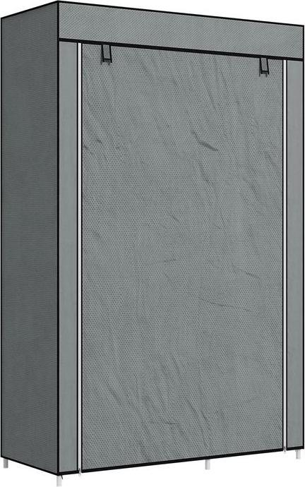 Swisshandel24 Stoffschrank, Faltschrank mit Schubladen, Kleiderschrank mit Kleiderstange, Reissverschluss, Gardero (102 x 42.5 x 162.5 cm)