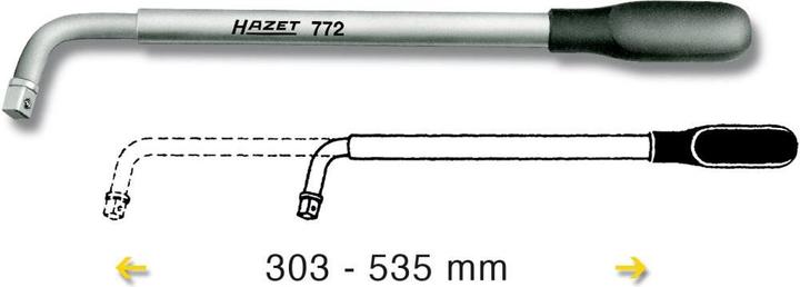 Produktbild HAZET Ausziehbarer Radmuttern-Schlüssel 772 ∙ Vierkant 12,5 mm (1/2 Zoll) ∙ 535 mm