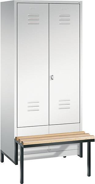 Image du produit C+P CLASSIC Vestiaire avec piètement banc, portes battantes l'une vers l'autre (40 cm, 185 cm)