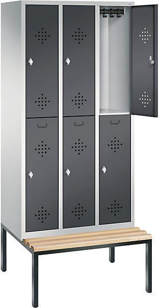 Produktbild C+P CLASSIC Garderobenschrank mit untergebauter Sitzbank, doppelstöckig (90 cm, 209 cm)