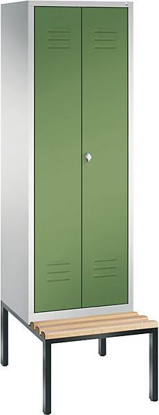 Actual product image C+P CLASSIC wardrobe with bench underneath, doors swinging towards each other (61 cm, 209 cm)
