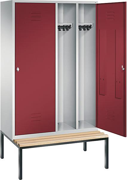 Actual product image C+P CLASSIC wardrobe with bench underneath, door over 2 compartments (119 cm, 209 cm)