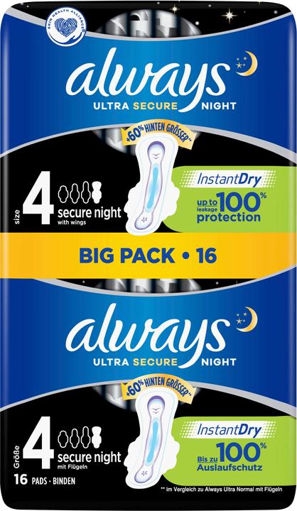 Actual product image Always Ultra Secure Night (16 x, Sanitary pads)