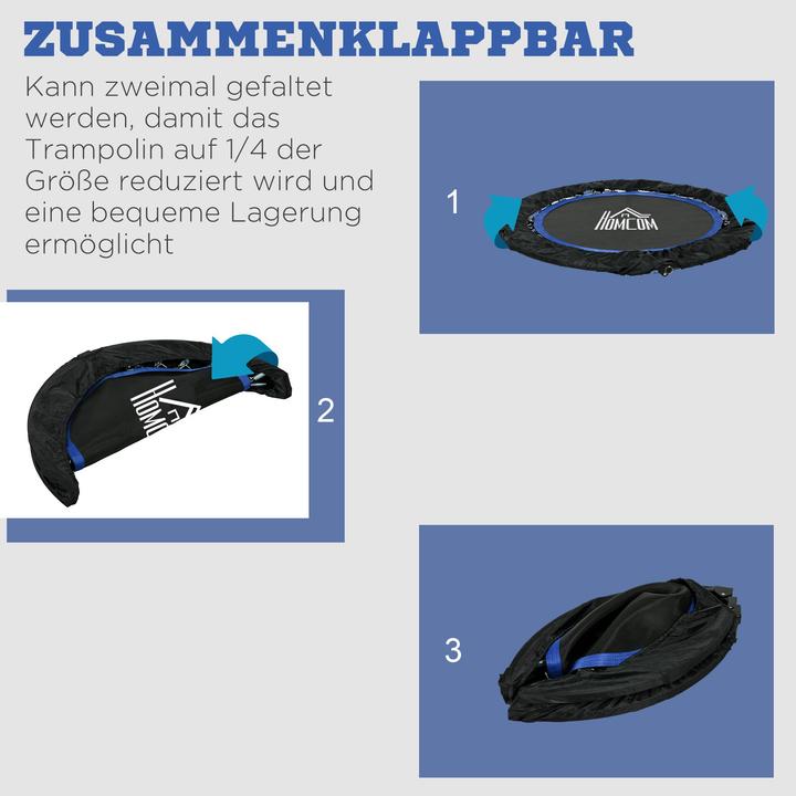 Actual product image Homcom Fitness-Trampolin Stahl, Kunststoff Schwarz+Blau (102 cm)