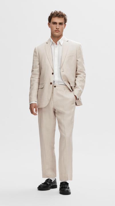 Actual product image Selected Homme Regular fit linen suit trousers (48)