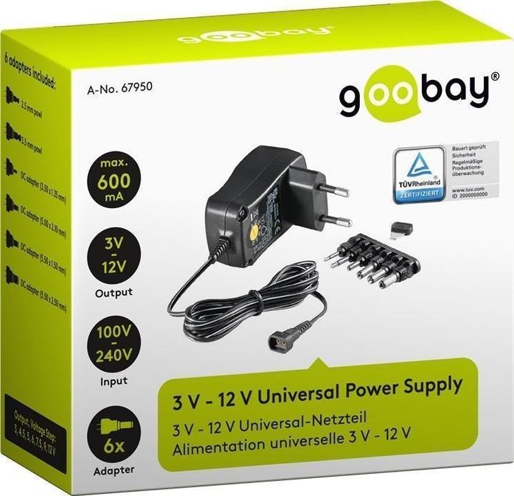 Produktbild Goobay 3 V - 12 V Universal-Netzteil 0.6 A
