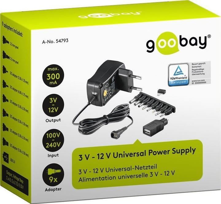Actual product image Goobay 3 V - 12 V universal power supply