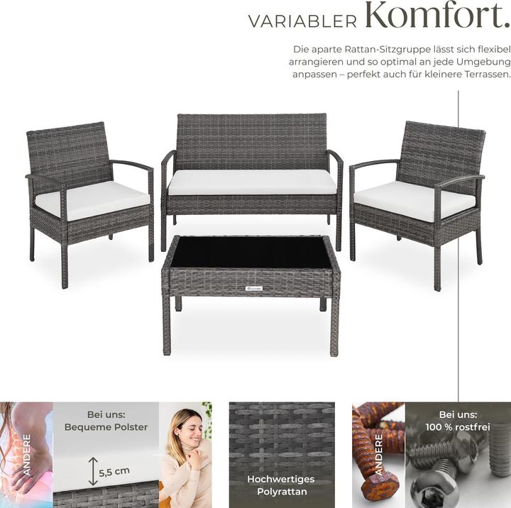 Immagine prodotto tectake Set di mobili da giardino in rattan Sparta 3+1