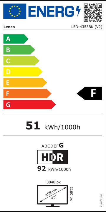 Etichetta energetica Lenco LED-4353BK (43", LED, 4K)