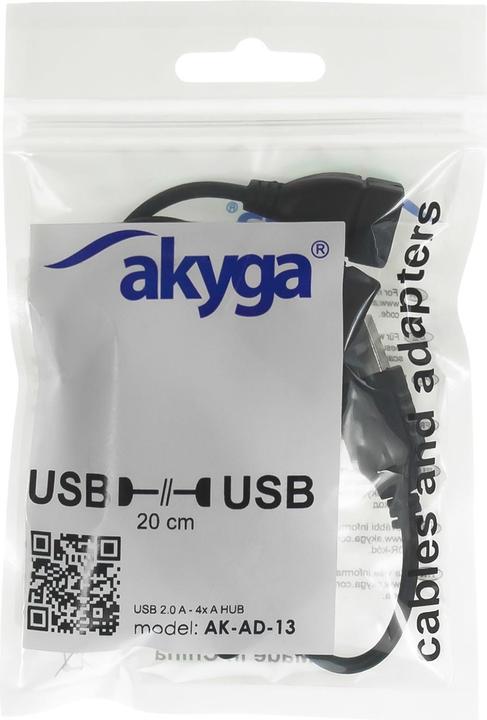 Actual product image Akyga Hub USB 2.0 AK-AD-13 4 porty czarn (USB-A, 4 Ports)