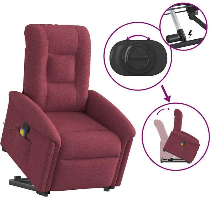 Produktbild VidaXL Massagesessel mit Aufstehhilfe Weinrot Stoff