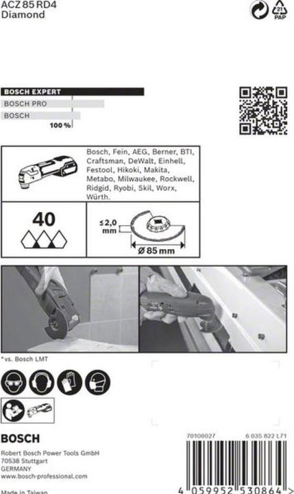 Produktbild Bosch Professional Zubehör EXPERT Grout Segment Blade ACZ 85 RD4 Blatt für Multifunktionswerkzeuge, 85 mm